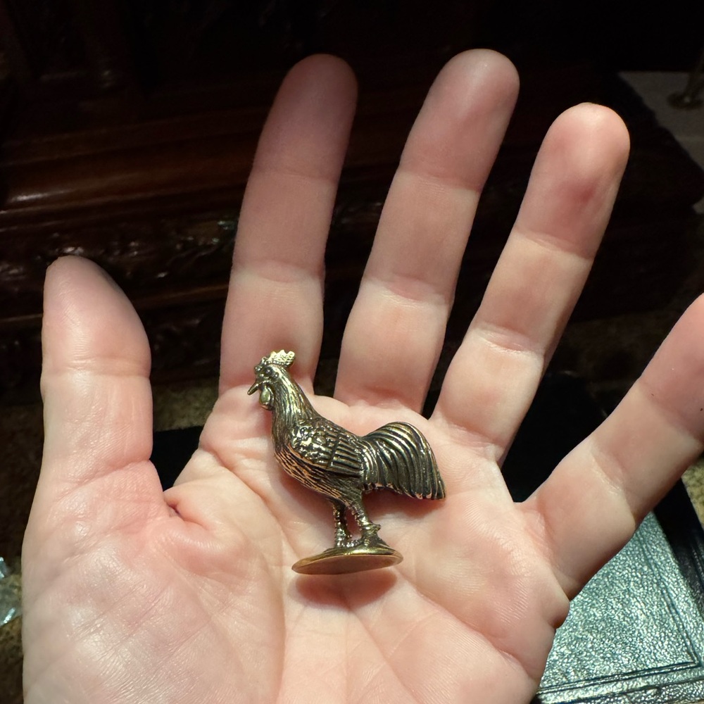 Solid Brass Standing Rooster Vintage-style Sculpture Desk Decor - Picture 8 of 12